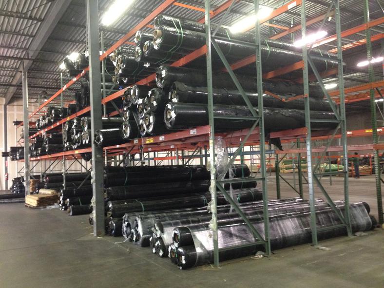 Assembled pallet racks in use in warehouse