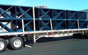 Pallet uprights being shipped on flatbed