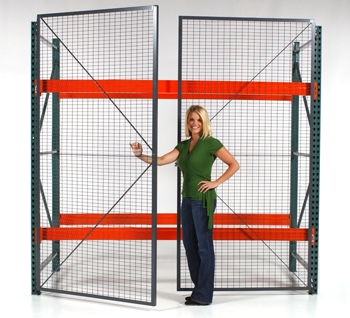 Woman showcasing Pallet Rack Cage Enclosures for Secure Inventory