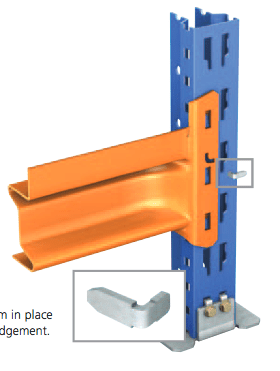 Orange beam joint attached to blue post