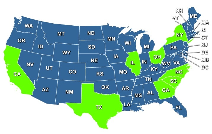 Map of Pallet Racks in USA